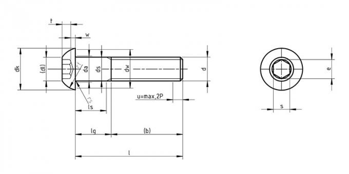 متریک ISO 7380 دکمه سر شش ضلعی سوکت درپوش پیچ 8.8 10.9 فولاد 0