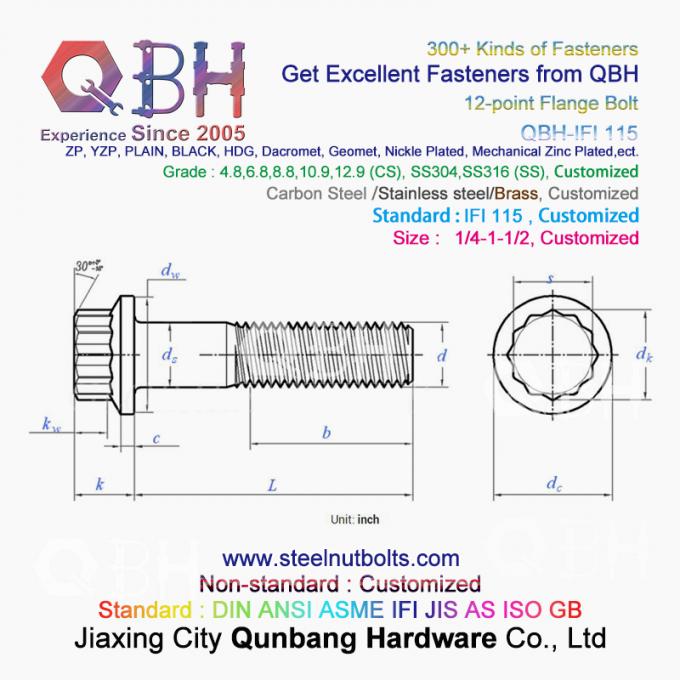 QBH IFI115 - 2002 Gas Turbine Power Plant Aerospace SS304 SS316 Plain 1/4 تا 1-1/2 اینچ فلنج 12 نقطه 12 Spline Spline 0