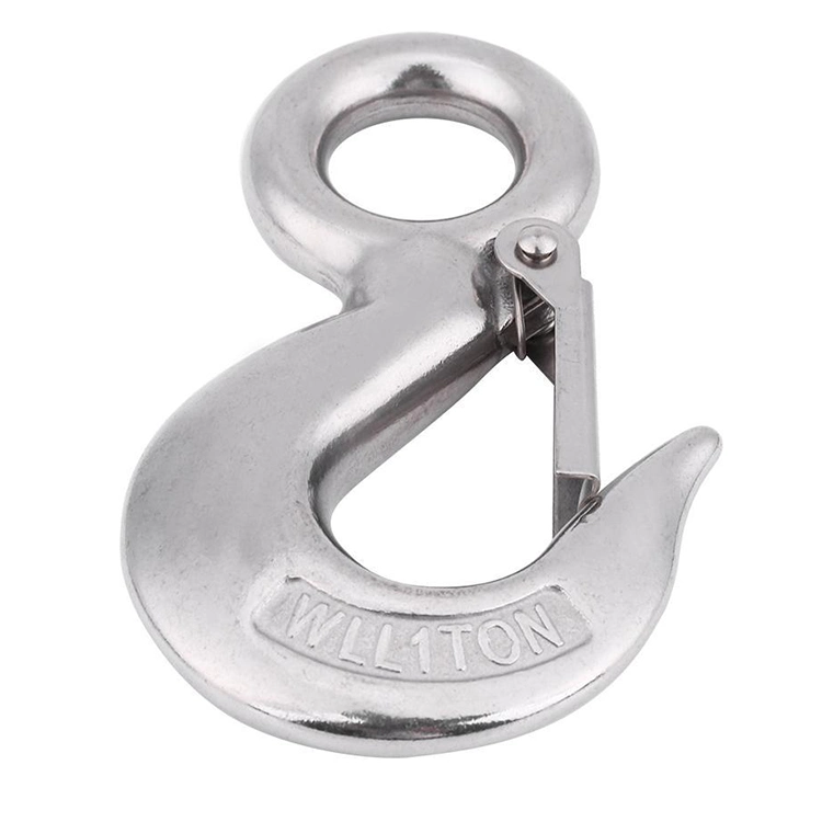 Stainless Steel Swivel Type Eye Slip Cargo Lifting Hook with Safety Latch