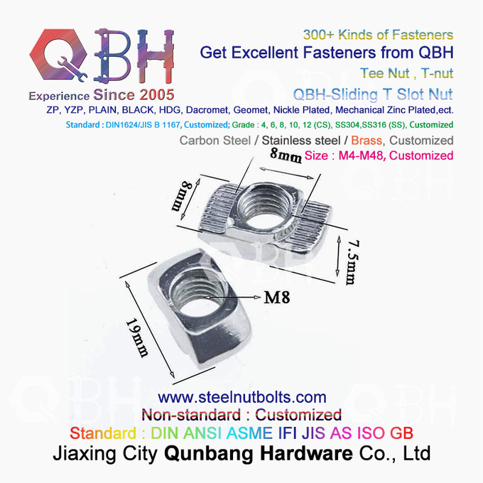 سازه‌های قاب آلومینیومی صنعتی سری QBH 4040 مهره‌های کشویی T-Slot نوع T چکشی 2